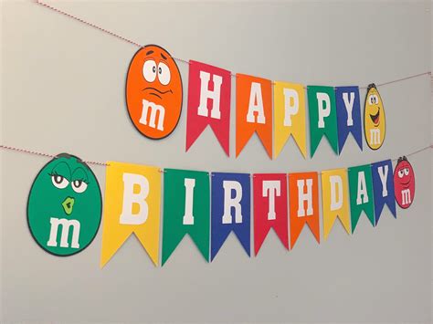 Mandm Candy Themed Happy Birthday Banner M And M Candy Etsy Happy