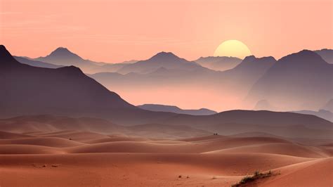 Download Wallpaper Sunset On The Desert Dunes 1920x1080