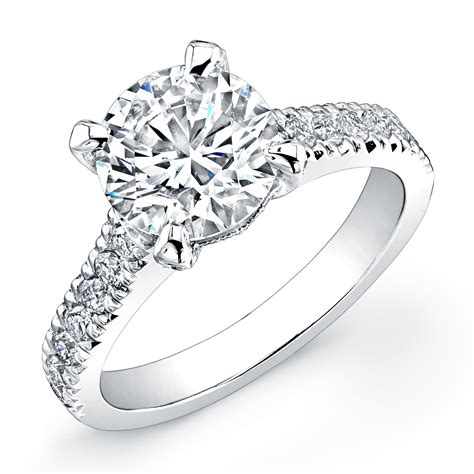 186ct Round Cut Natural Diamond Cathedral Pave Diamond Engagement