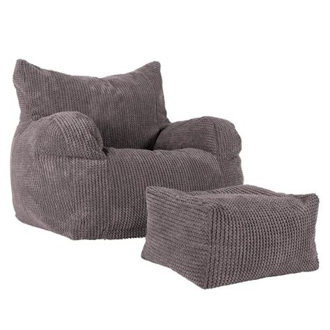 Gamer bean bag chair xl high back beanbag with pouffe seat indoor outdoor. Bean Bag Armchair - Pom Pom Charcoal Grey in 2020 (With ...