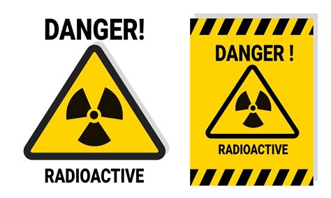 Radioactive Hazard Warning Signs For Work Or Laboratory Safety Of