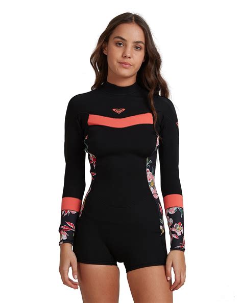 Roxy Womens Syncro 22mm Long Sleeve Back Zip Springsuit Wetsuit Blackbright Coral Surfstitch