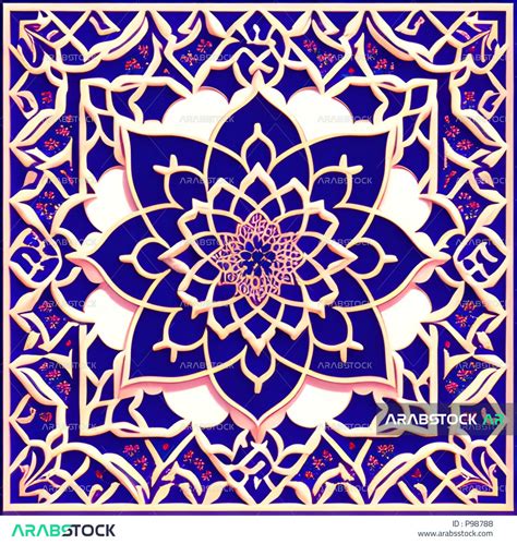 أشكال و زخارف ملونة جميلة تصميم إسلامي مزخرف قالب زخرفة عربية باللون