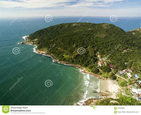 Aerial View Barra Da Lagoa Beach In Florianopolis Brazil July 2017