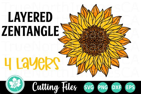 Layered Sunflower A Zentangle Svg Cut File 537943 Cut Files