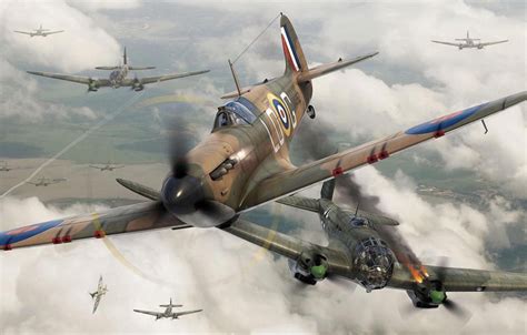 Wallpaper Fighter War Art Airplane Painting Aviation Ww2