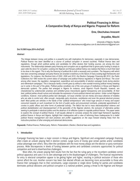 Pdf Political Financing In Africa A Comparative Study