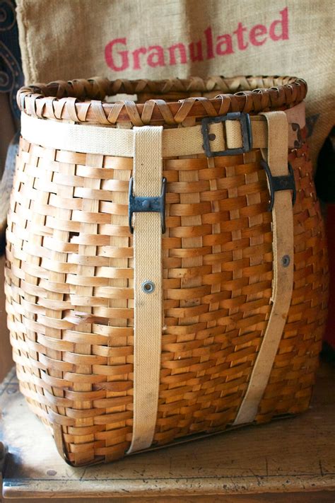 Woven Wood Trapper Backpack Basket Adirondack Nantucket