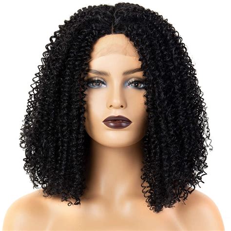 Onedor Afro Kinky Curly Lace Front Wigs For African American Women 1b Off Black Walmart