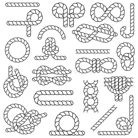 Nautical Rope Vector Set In Flat Style Decorativ Elements Stock Vector