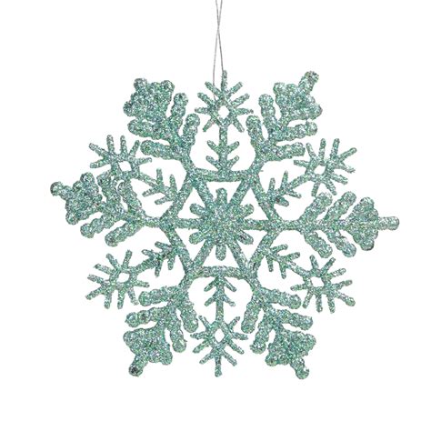 Northlight 24ct Turquoise Blue Glitter Snowflake Christmas Ornaments 4