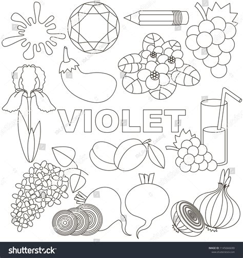 Violet Colorless Objects Color Elements Set Stock Vector Royalty Free