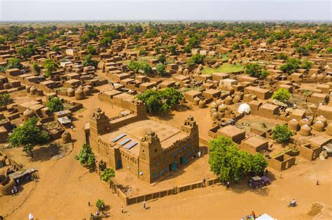 Aerial By Drone Of The Central Mosque In The Hausa Village Of Yaama
