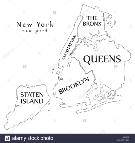 Modern City Map New York City Of The Usa With Boroughs