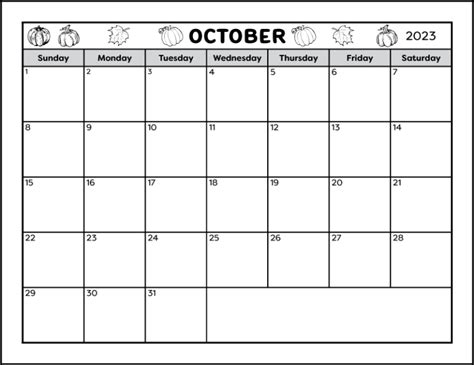 Printable Calendar Worksheet For October 2023