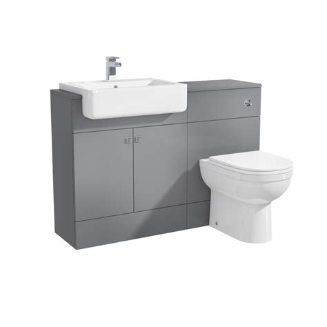 Harper Toilet And Basin Combination Unit 1167mm Grey Lacquered