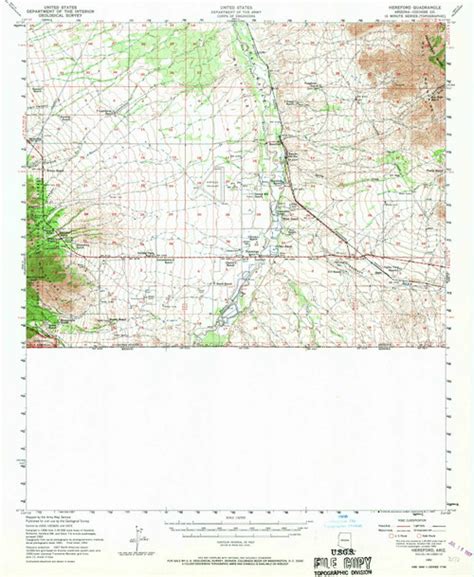 Hereford Arizona 1952 1967 Usgs Old Topo Map Reprint 15x15 Az Quad