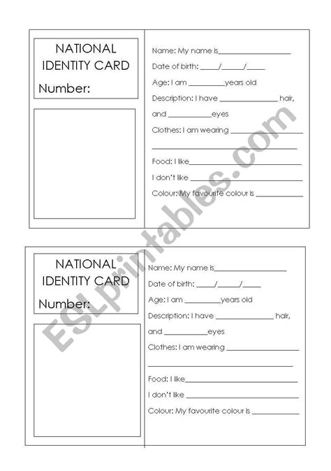 Identity Cards Esl Worksheet By Sophiehorsfall