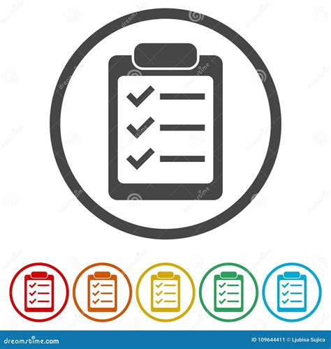 Checklist Icon 6 Colors Included Stock Vector Illustration Of Plan