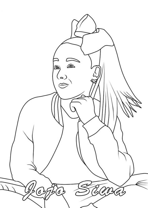 Jojo Siwa Sitting And Thinking Of Her Career Coloring Page Free