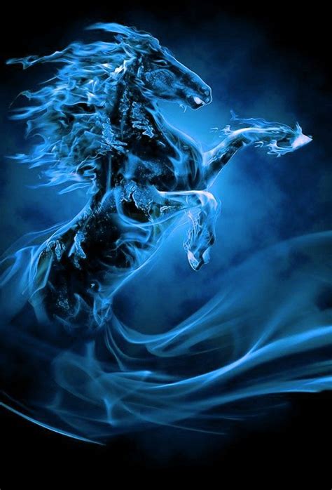 Blue Fire Horse Fire Horse Fantasy Art Horses