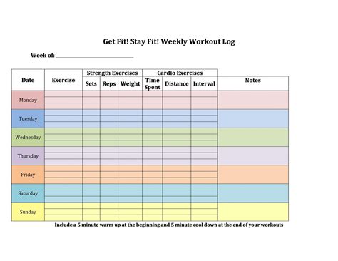 Sample 40 Effective Workout Log And Calendar Templates Templatelab