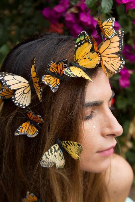 Monarch Goddess Butterfly Crown Etsy Butterfly Crown Yellow Flower