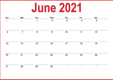 Fillable June Blank Calendar 2021 In 2021 Calendar Printables Blank