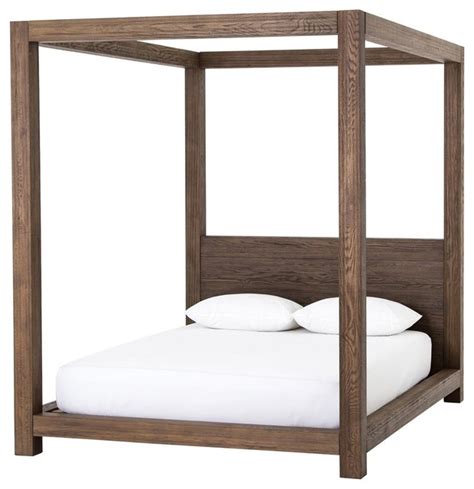 Williams Wood Platform Queen Canopy Bed Frame Transitional Canopy