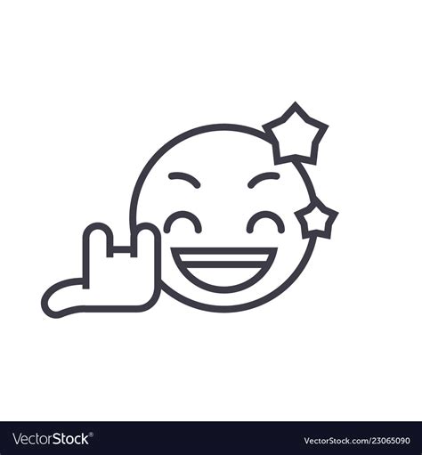 Rock Star Emoji Concept Line Editable Royalty Free Vector