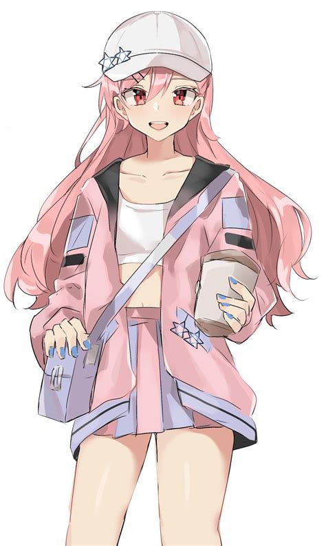 Baseball Caps Anime Anime Girls Pink Hair Red Eyes