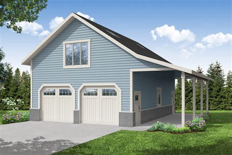 Country Style 2 Car Detached Garage With Rec Room Above 72364da