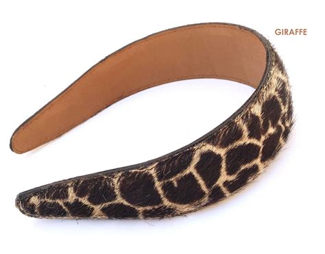 Wardani 15″ Wide Hairy Leather Headband Animal Print Stitched