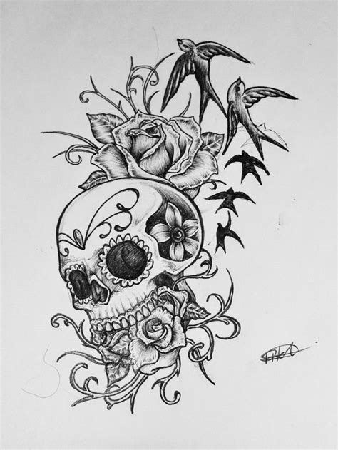 Sugar Skull Tattoo Designs Drawing Girly Skull Tattoos