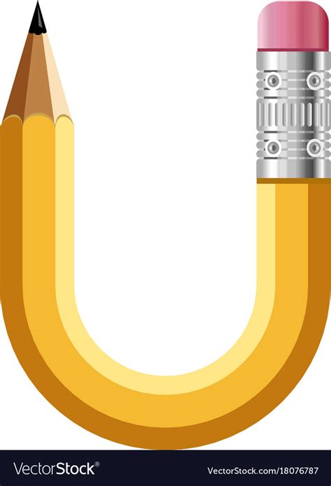 Letter U Pencil Icon Cartoon Style Royalty Free Vector Image