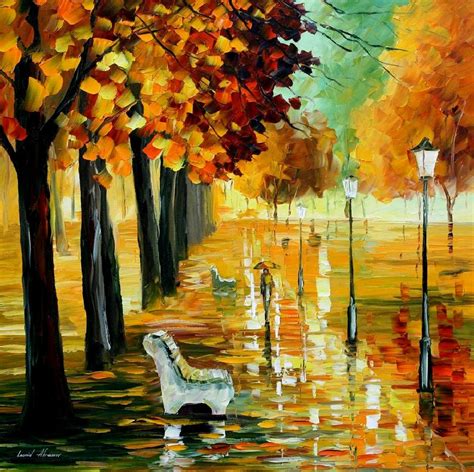 Autumns Kiss — Palette Knife Oil Painting On Canvas By Leonid Afremov
