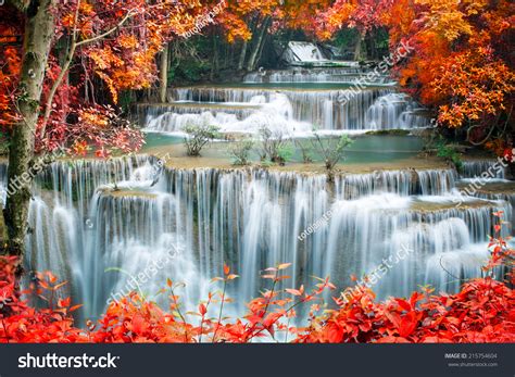 Beautiful Waterfall Autumn Forest Stock Photo 215754604