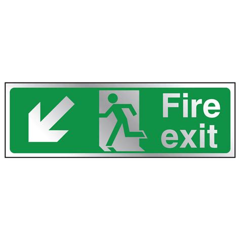 Fire Exit Left Diagonal Down Sign Fire Exit Signs Safety Signs
