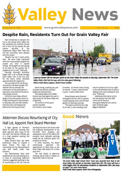 Valley News September 13 2018 By Grainvalleynews Issuu