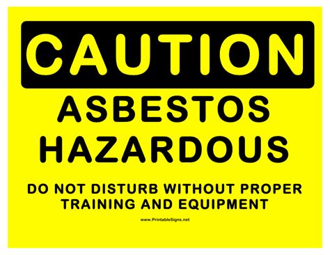 Caution Hazardous Asbestos Sign Template Download Printable Pdf