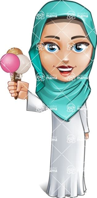 Cute Muslim Girl Cartoon Vector Character Aka Aida The Graceful Ice