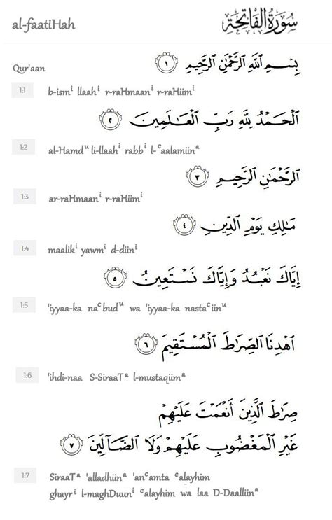 Doa Al Fatihah Latin Ayat Quran Doa Kutipan Doa