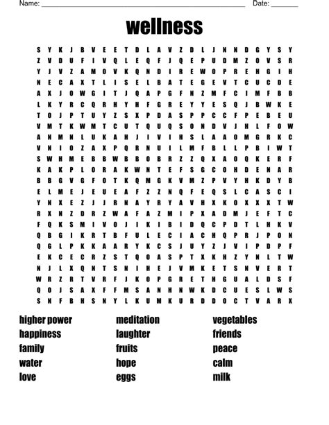 Wellness Word Search