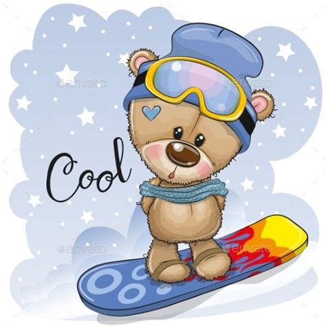 Cartoon Bear On A Snowboard Cartoon Bear Snowboard