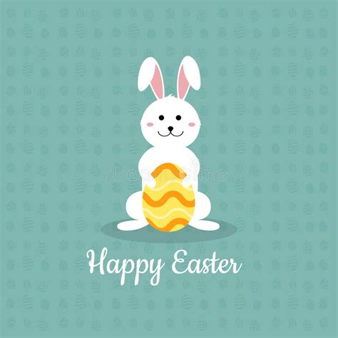 Happy Easter Greeting Card An Easter Rabbit With Colorful Eggs