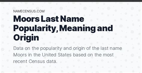 Moors Last Name Popularity Meaning And Origin