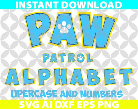 Paw Patrol Color Letters Alphabet Svg Ai Png Eps Dxf Cut
