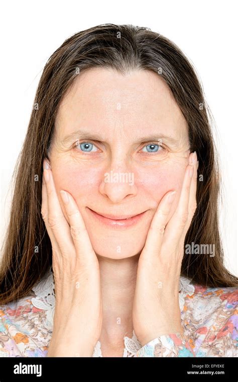 Mature Woman Hands Face Smile Hi Res Stock Photography And Images Alamy