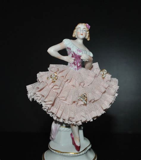 nice german dresden lace figurine lady woman dancing dancer ballerina figurines antique