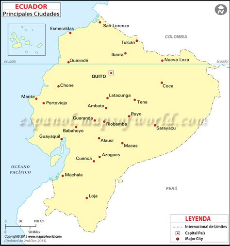 Mapa De Ecuador Con Ciudades